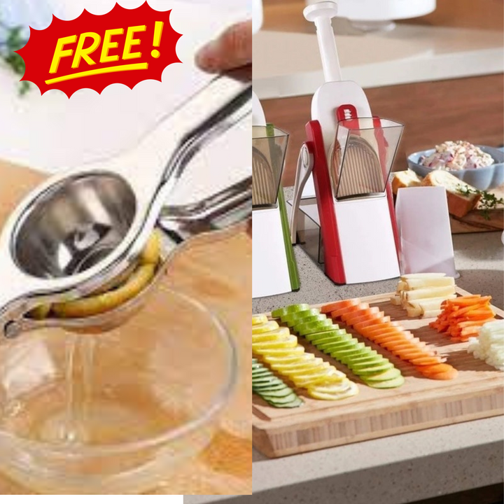 4-in-1 Vegetable Cutter + Free Lemon Squeezer: Effortless Kitchen Essentials